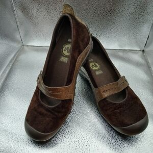 Merrell Brown Leather Slip-On Loafers Classic Flats